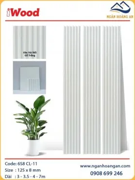 Tấm Lam Sóng Than Tre Giả Vân Vải Nổi Gỗ Trắng iWood 6S8 CL-11