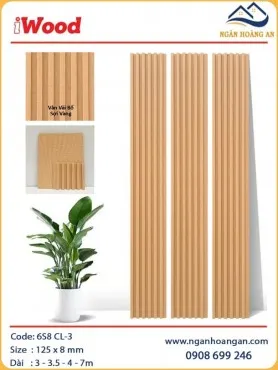 Tấm Lam Sóng Than Tre Ốp Tường Giả Vải Bố Vàng iWood 6S8 CL-3