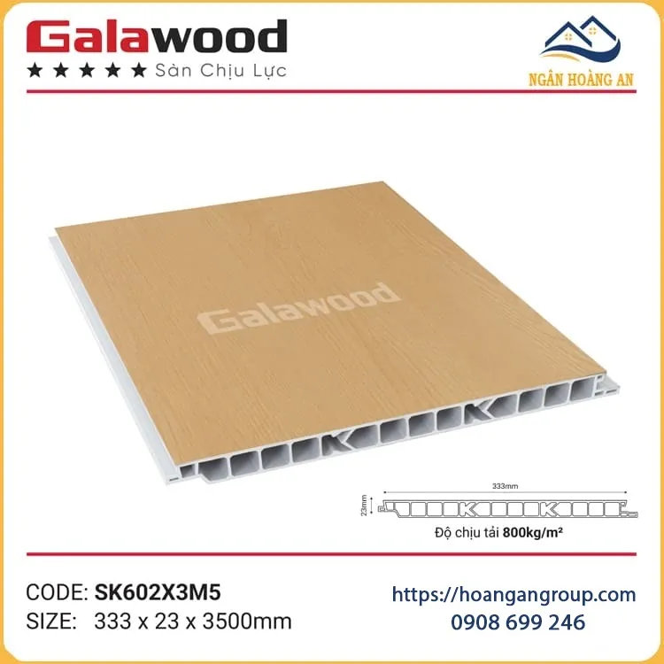 Tấm Lát Sàn Nhựa Chịu Lực Giả Vân Gỗ Galawood SK602X3M5