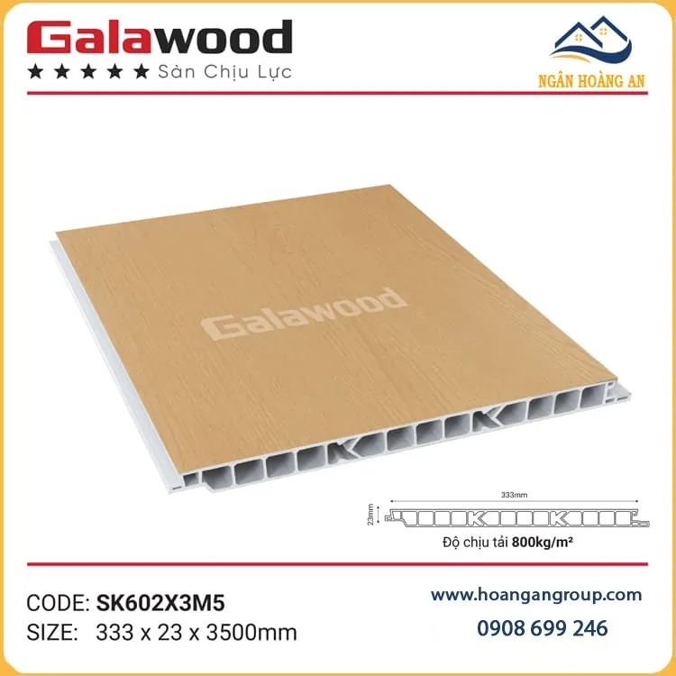 Tấm Lát Sàn Nhựa Chịu Lực Giả Vân Gỗ Galawood SK602X3M5