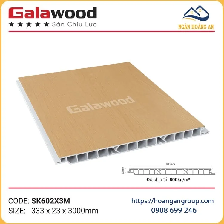 Tấm Lát Sàn Nhựa Chịu Lực PV Giả GỗC Galawood SK602X3M
