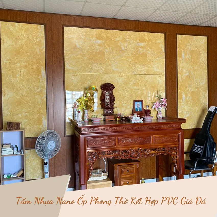 Tấm Nhựa Nano Flex Ốp Phòng Thờ Kết Hợp PVC Giả Đá Trang Nghiêm Tấm Nhựa Nano Flex Ốp Phòng Thờ Kết Hợp PVC Giả Đá Trang Nghiêm