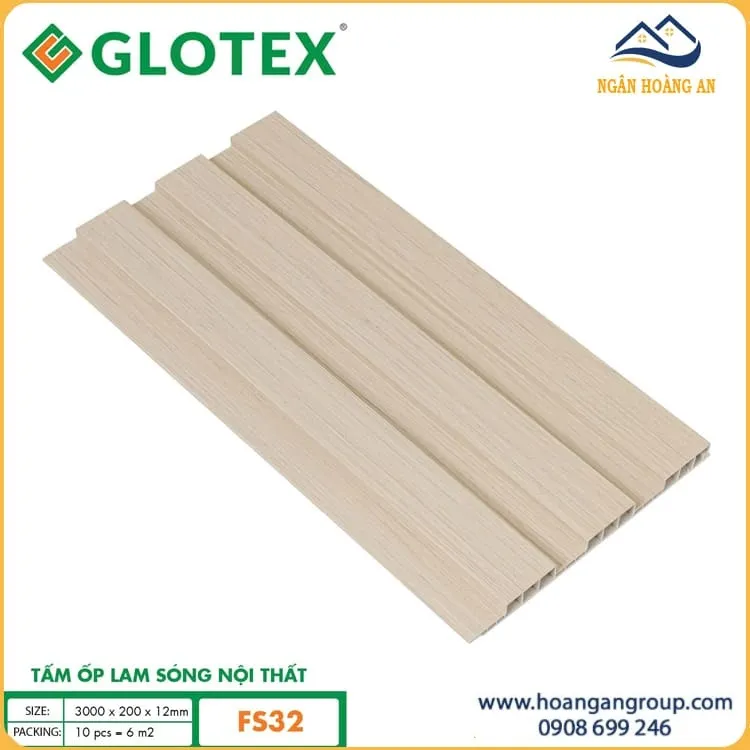 Tấm Nhựa Lam 3 Sóng Giả Vân Gỗ Ốp Tường Glotex FS32
