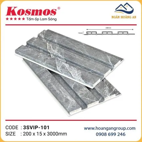  Lam 3 Sóng Nhựa Giả Bê Tông Ốp Trần Kosmos 3SVIP-101 