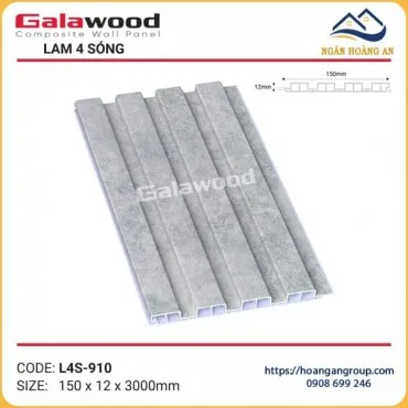 Tấm Nhựa Ốp Tường Lam 4 Sóng Galawood Xám Ghi L4S-910 