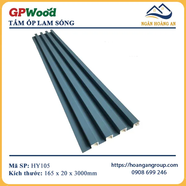 Tấm Nhựa Ốp Tường Lam 4 Sóng GPWood HY105 Màu Xanh 