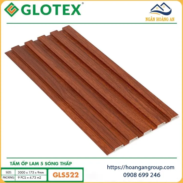 Tấm Nhựa Lam 5 Sóng Giả Gỗ Ốp Tường Glotex GLS-522