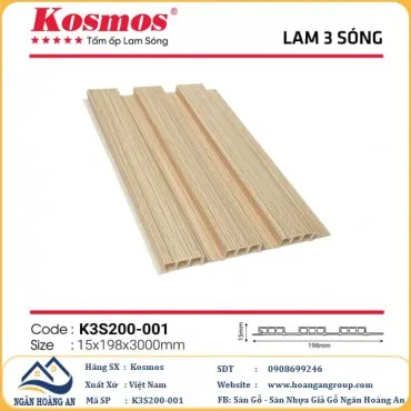 Lam 3 Sóng Thấp Nhựa Ốp Tường Ốp Trần Kosmos K3S200-001