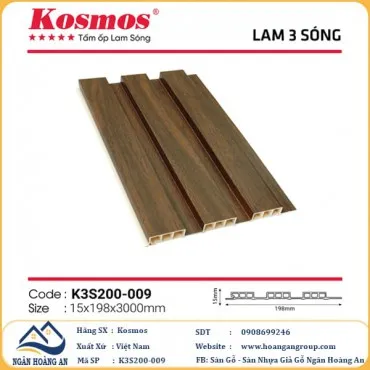 Lam 3 Sóng Thấp Nhựa Ốp Tường Ốp Trần Kosmos K3S200-009