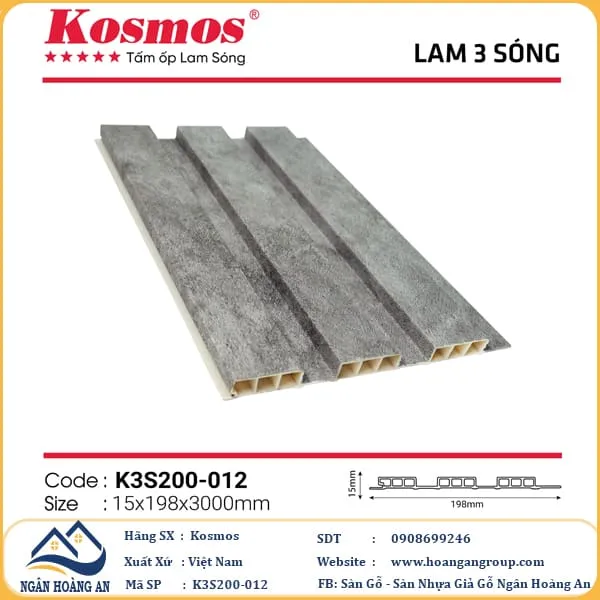 Tấm Ốp Lam 3 Sóng Thấp Giả Bê Tông Kosmos