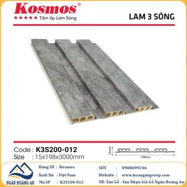 Lam 3 Sóng Thấp Nhựa Ốp Tường Ốp Trần Kosmos K3S200-012
