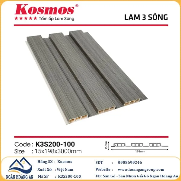 Tấm Nhựa Ốp Tường Lam Sóng Kosmos K3S200-100 Tại Quận 2 TPHCM Tấm Nhựa Ốp Tường Lam Sóng Kosmos K3S200-100 Tại Quận 2 TPHCM