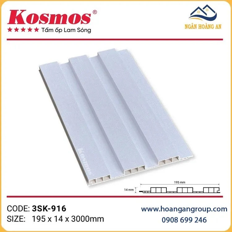 Tấm Nhựa Ốp Trần Lam 3 Sóng Chân Kép Kosmos 3SK-916 Tấm Nhựa Ốp Trần Lam 3 Sóng Chân Kép Kosmos 3SK-916