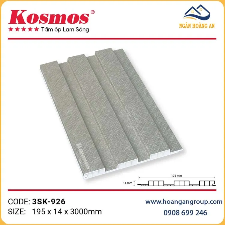 Tấm Nhựa Ốp Trần Lam 3 Sóng Chân Kép Kosmos 3SK-926 Tấm Nhựa Ốp Trần Lam 3 Sóng Chân Kép Kosmos 3SK-926
