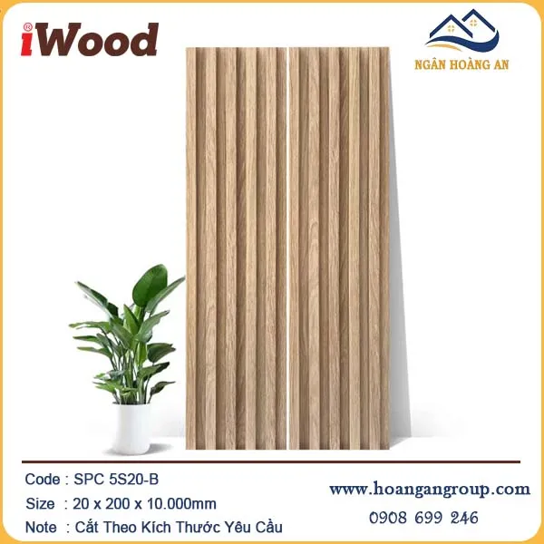 Tấm Ốp Lam 5 Sóng Nhựa Giả Gỗ iWood 5S20-B