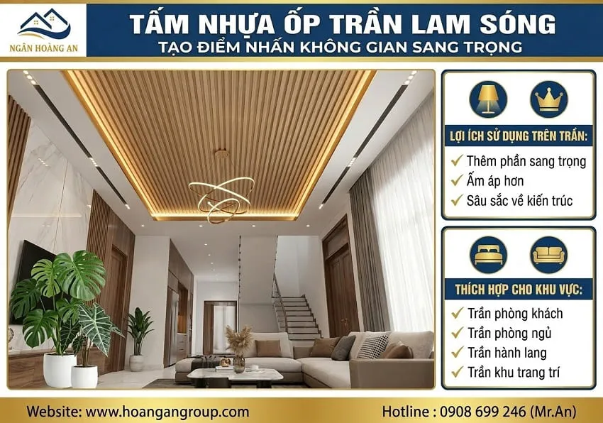 Tấm Nhựa Ốp Trần Lam Sóng – Tạo Điểm Nhấn Không Gian Sang Trọng