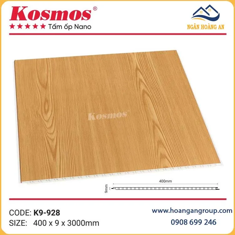 Tấm Nhựa Ốp Trần Nano Chân Kép Giả Vân Gỗ Kosmos K9-928 Tấm Nhựa Ốp Trần Nano Chân Kép Giả Vân Gỗ Kosmos K9-928