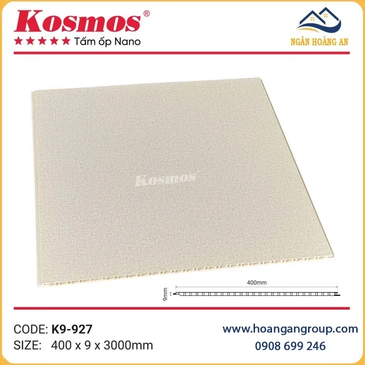 Tấm Nhựa Ốp Trần Nano Chân Kép Giả Vân Vải Kosmos K9-927