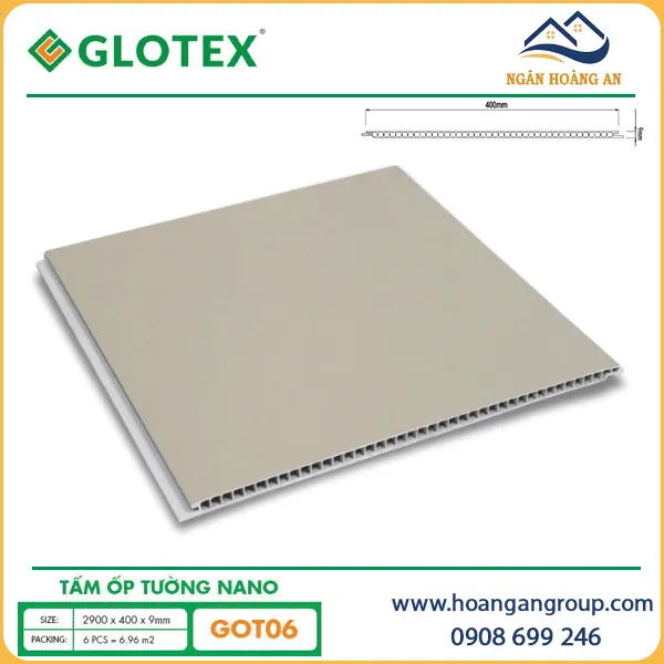 Tấm Nhựa Ốp Trần Nano Giả Gỗ Glotex GOT06 Tấm Nhựa Ốp Trần Nano Giả Gỗ Glotex GOT06