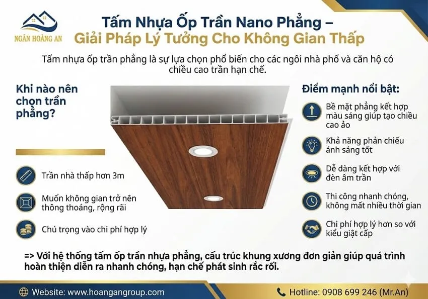 Tấm Nhựa Ốp Trần Nano Phẳng – Giải Pháp Lý Tưởng Cho Không Gian Thấp