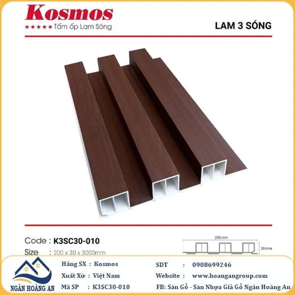 Tấm Nhựa Ốp Tường Lam 3 Sóng Cao Kosmos Tại Quận 1 TPHCM