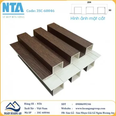 Tấm Ốp Lam 3 Sóng Cao Nhựa Giả Gỗ NTA 3SC-60046