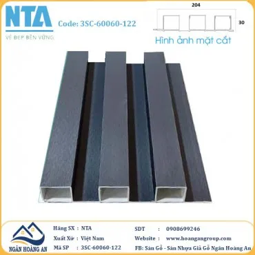 Tấm Ốp Lam 3 Sóng Cao Nhựa Giả Gỗ NTA 3SC-60060-122