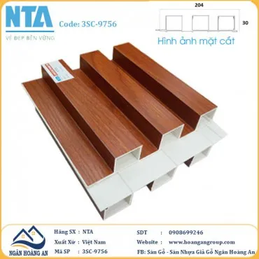 Tấm Ốp Lam 3 Sóng Cao Nhựa Giả Gỗ NTA 3SC-9756