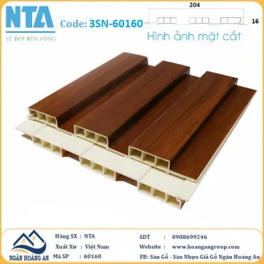 Tấm Ốp Lam 3 Sóng Thấp Nhựa Giả Gỗ NTA 60160