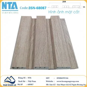 Tấm Ốp Lam 3 Sóng Thấp Nhựa Giả Gỗ NTA 68087