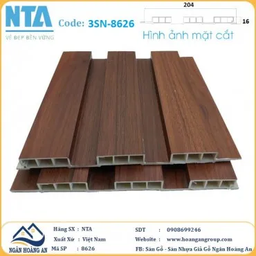 Tấm Ốp Lam 3 Sóng Thấp Nhựa Giả Gỗ NTA 8626