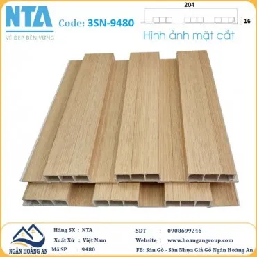Tấm Ốp Lam 3 Sóng Thấp Nhựa Giả Gỗ NTA 9480