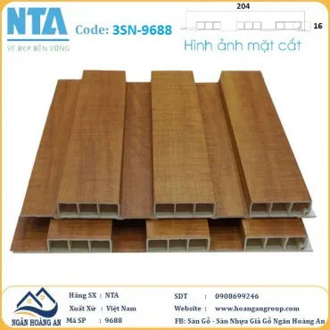 Tấm Ốp Lam 3 Sóng Thấp Nhựa Giả Gỗ NTA 9688