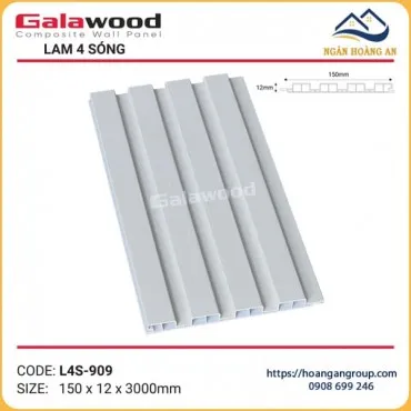 Tấm Ốp Tường Lam 4 Sóng Galawood Vân Vải Kem L4S-909 