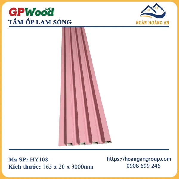 Tấm Nhựa Ốp Tường Lam 4 Sóng GPWood HY108 Màu Hồng