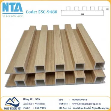 Tấm Ốp Lam 5 Sóng Cao Nhựa Giả Gỗ NTA 5SC-9480