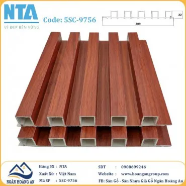 Tấm Ốp Lam 5 Sóng Cao Nhựa Giả Gỗ NTA 5SC-9756