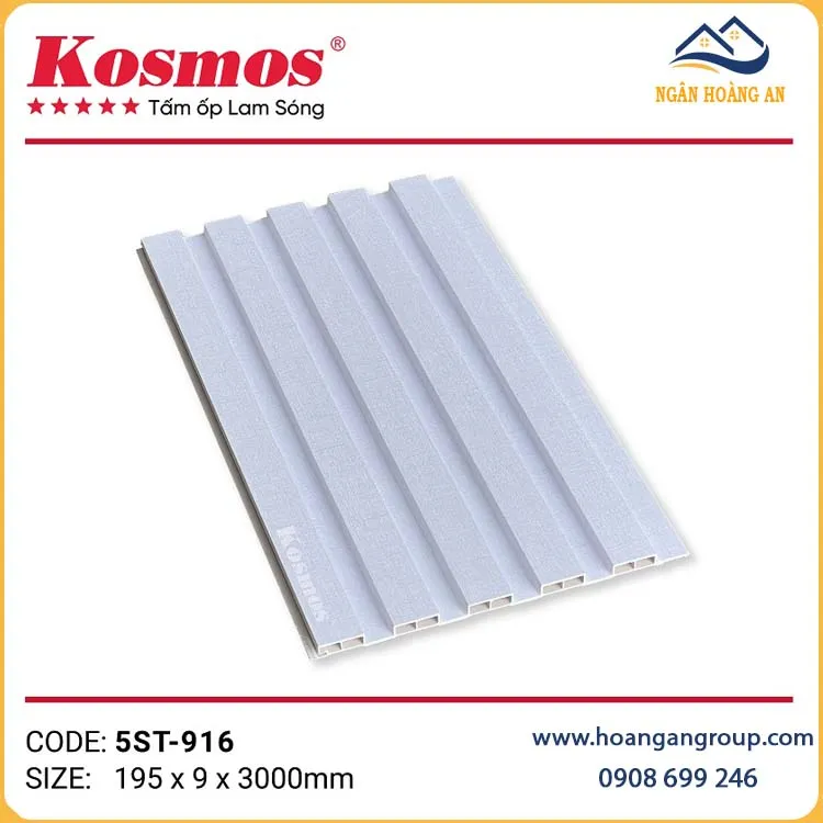 Tấm Nhựa Ốp Tường Lam 5 Sóng Màu Trắng Kosmos 5ST-916