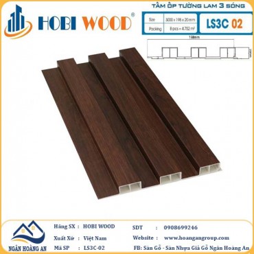 Tấm Nhựa Ốp Tường Lam Sóng Hobi Wood LS3C-02 - Lam 3 Sóng Cao