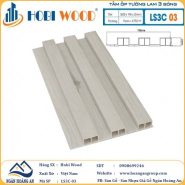 Tấm Nhựa Ốp Tường Lam Sóng Hobi Wood LS3C-03 - Lam 3 Sóng Cao