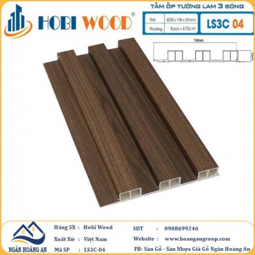 Tấm Nhựa Ốp Tường Lam Sóng Hobi Wood LS3C-04 - Lam 3 Sóng Cao