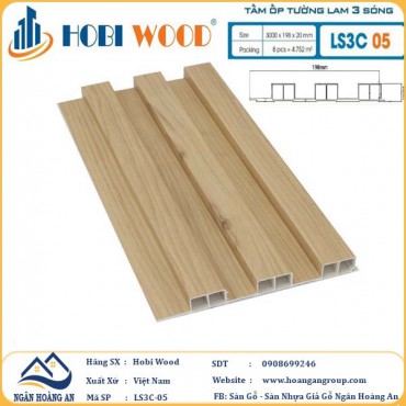 Tấm Nhựa Ốp Tường Lam Sóng Hobi Wood LS3C-05 - Lam 3 Sóng Cao