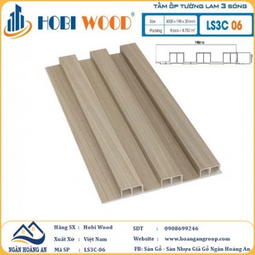 Tấm Nhựa Ốp Tường Lam Sóng Hobi Wood LS3C-06 - Lam 3 Sóng Cao