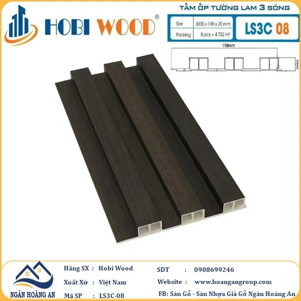 Tấm Nhựa Ốp Tường Lam Sóng Cao Hobi Wood LS3C-08 Tại Hóc Môn TPHCM Tấm Nhựa Ốp Tường Lam Sóng Cao Hobi Wood LS3C-08 Tại Hóc Môn TPHCM