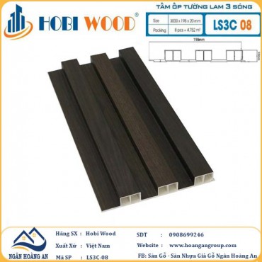 Tấm Nhựa Ốp Tường Lam Sóng Hobi Wood LS3C-08 - Lam 3 Sóng Cao