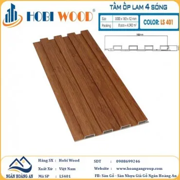 Tấm Nhựa Ốp Tường Lam Sóng Hobi Wood LS401 - Lam 4 Sóng Thấp