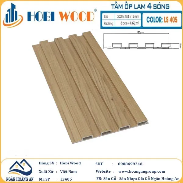 Tấm Nhựa Ốp Tường Lam Sóng Hobi Wood - 4 Sóng Thấp 
