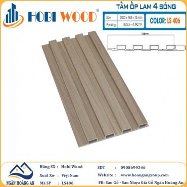 Tấm Nhựa Ốp Tường Lam Sóng Hobi Wood LS406 - Lam 4 Sóng Thấp
