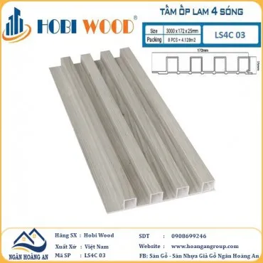 Tấm Nhựa Ốp Tường Lam Sóng Hobi Wood LS4C 03 - Lam 4 Sóng Cao