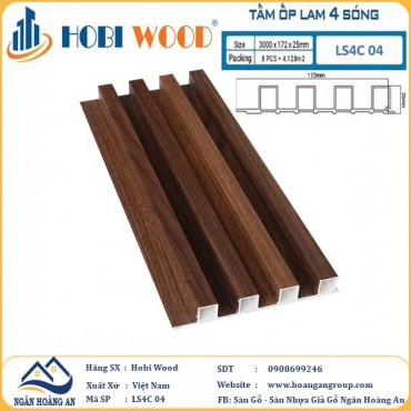 Tấm Nhựa Ốp Tường Lam Sóng Hobi Wood LS4C 04 - Lam 4 Sóng Cao